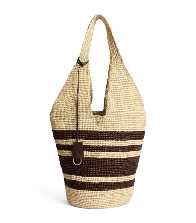 Anine Bing Raffia Stripe Leah Tote Bag In Beige