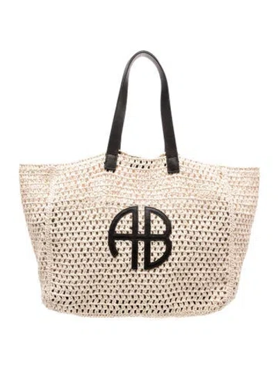 Pre-owned Anine Bing Raffia Tote In Neutral
