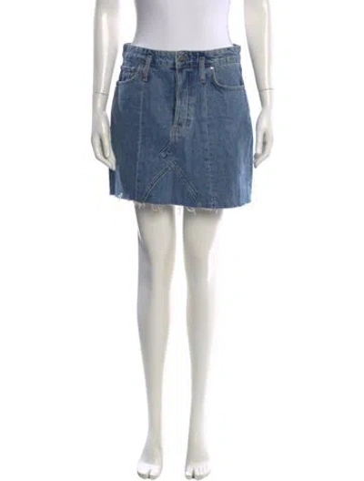 Pre-owned Anine Bing Raw-edge Trim Mini Skirt In Blue