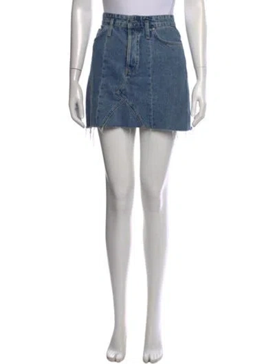 Pre-owned Anine Bing Raw-edge Trim Mini Skirt In Blue