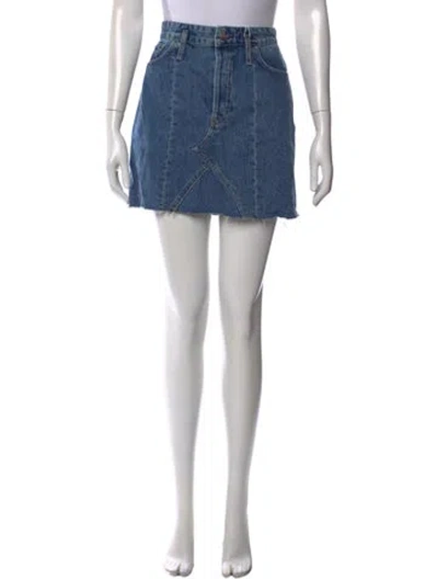 Pre-owned Anine Bing Raw-edge Trim Mini Skirt W/ Tags In Blue