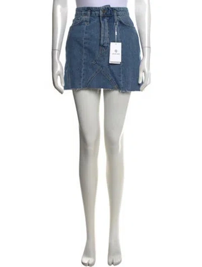 Pre-owned Anine Bing Raw-edge Trim Mini Skirt W/ Tags In Blue