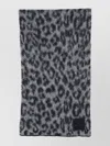 Anine Bing Rectangular Animal Pattern Scarf With Frayed Edges In Gray