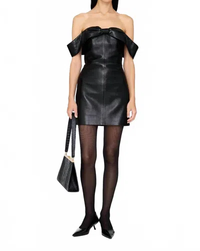 Anine Bing Recycled Leather Colleen Mini Dress In Black