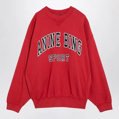ANINE BING ANINE BING  RED CREW-NECK SWEATSHIRT WITH LOGO PRINT