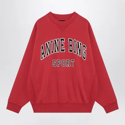 Anine Bing Jaci Logo Print Crewneck Sweatshirt In Red