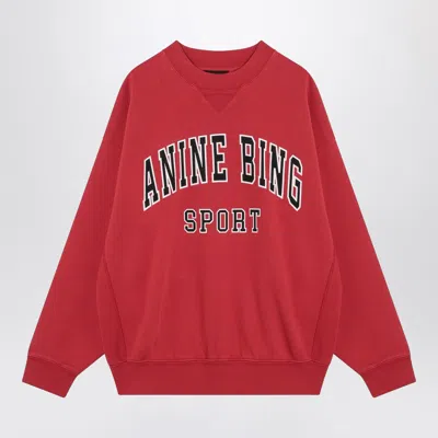 ANINE BING ANINE BING RED CREW NECK SWEATSHIRT WITH LOGO PRINT