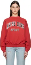 Anine Bing Crew-neck Sweatshirt With Logo Print In Red