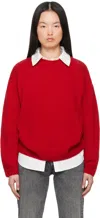 Anine Bing Miles Embroidered Cotton-fleece Sweatshirt In Red