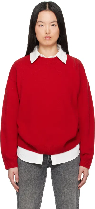 Anine Bing Miles Embroidered Cotton-fleece Sweatshirt In Red