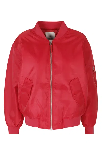 Anine Bing Red Leon Military Polyester Bomber Jacket