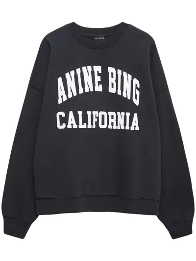 Anine Bing Relaxed Fit Crew Neck Sweatshirt With Contrasting Text In Black
