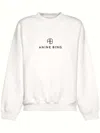 Anine Bing Relaxed-fit Monogram Sweatshirt With Crew Neckline In White