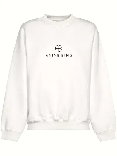 ANINE BING RELAXED-FIT MONOGRAM SWEATSHIRT WITH CREW NECKLINE