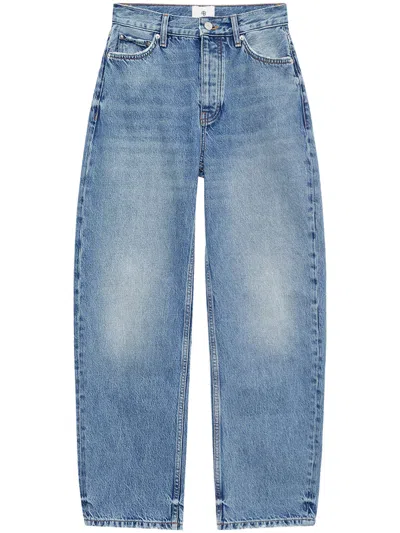 Anine Bing Relaxed Fit Straight-leg Denim Trousers With Five-pocket Design In Animal Print
