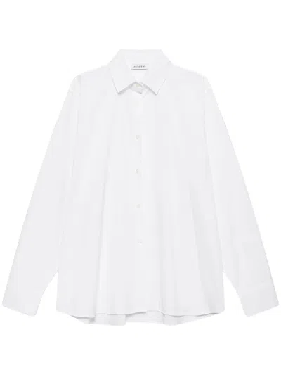 Anine Bing Relaxed-fit White Button-down Shirt With Curved Hem