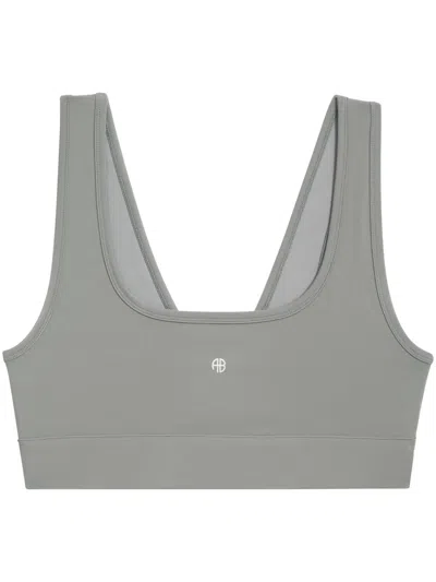 Anine Bing Renae Logo-embroidered Sports Bra In Grau