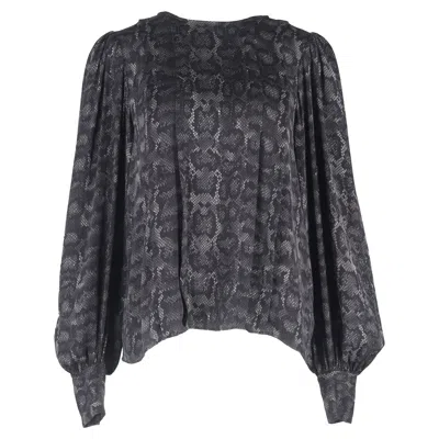 Anine Bing Renee Python Print Blouse In Grey Silk In Gray