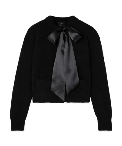 Anine Bing Rhodes Bow-detailed Alpaca-blend Cardigan In Black
