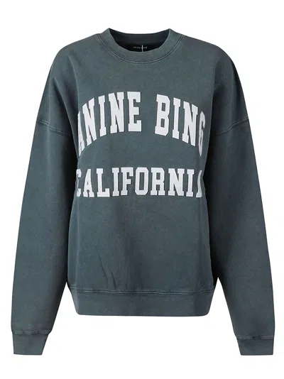 Anine Bing Rib Trim Logo Print Sweatshirt In Green