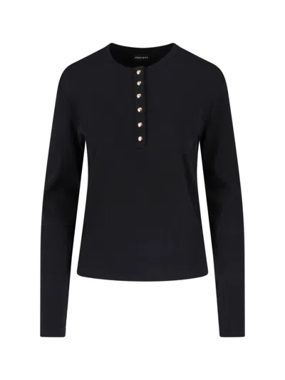 ANINE BING RIBBED BLACK COTTON CARDIGAN WITH BUTTON CLOSURE