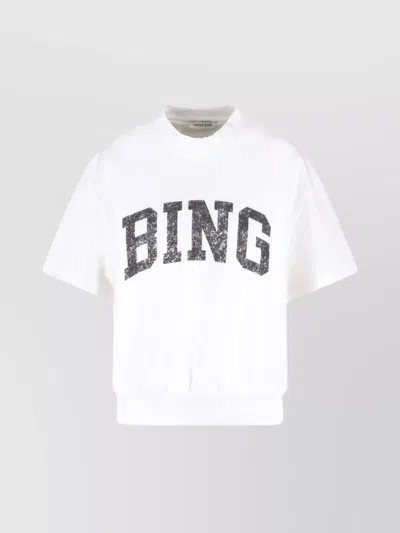 ANINE BING RIBBED COLLAR SHORT SLEEVES TOP