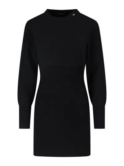 Anine Bing Ribbed Knit Mock Neck Mini Dress In Black