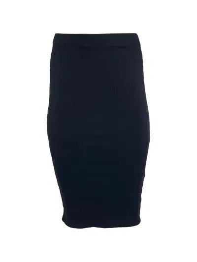 Pre-owned Anine Bing Ribbed Midi Skirt In Black