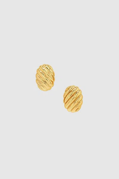 Anine Bing Ribbed Oval Earrings - Gold One