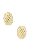 Anine Bing Ribbed Oval Earrings In Gold