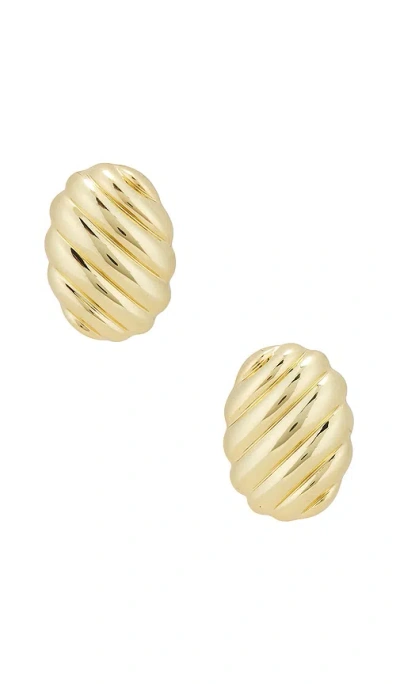 Anine Bing Ribbed Oval Earrings In Gold