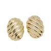 Anine Bing Ribbed Oval Earrings With Polished Gold Finish In Gold