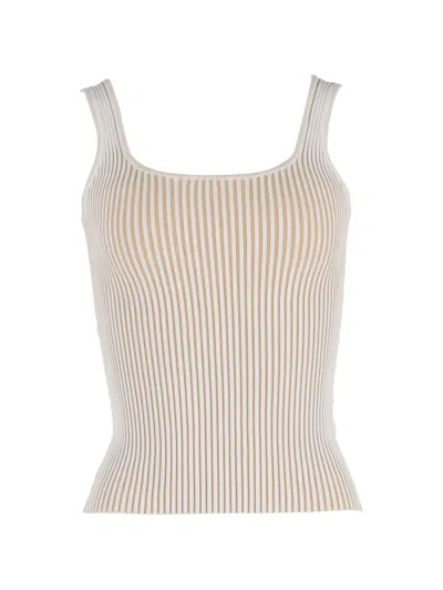 Pre-owned Anine Bing Ribbed Striped Tank Top In Neutral
