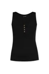 Anine Bing Alessia Scoop Neck Button Tank Top In Black