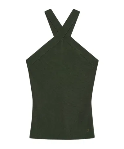 Anine Bing Brea Viscose Blend Knit Top In Green