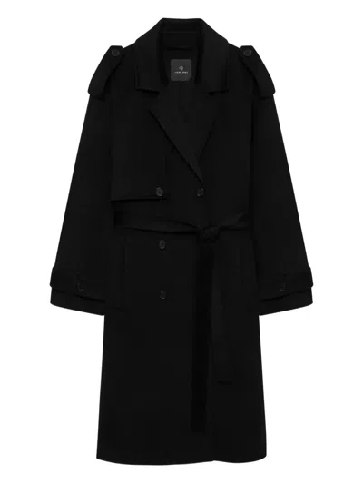 Anine Bing Rickie Belted Trench Coat In Black