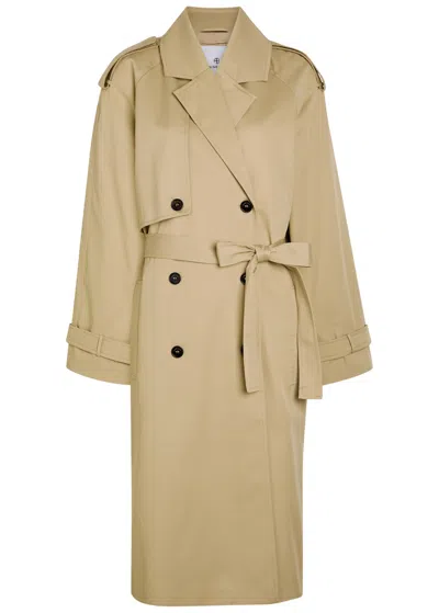 Anine Bing Rickie Double-breasted Stretch-cotton Trench Coat In Brown