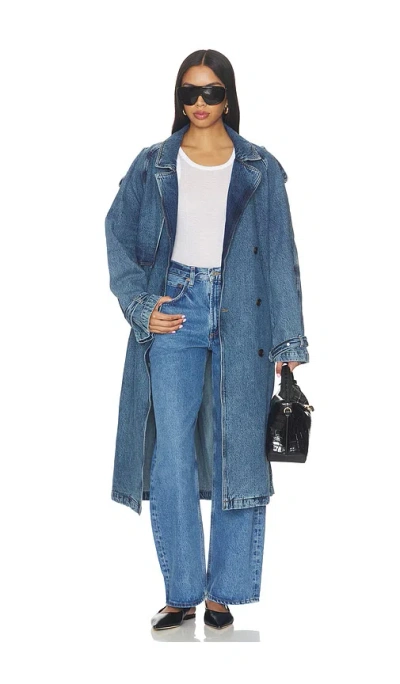 Anine Bing Rickie Maxi Trench In Cabana Blue
