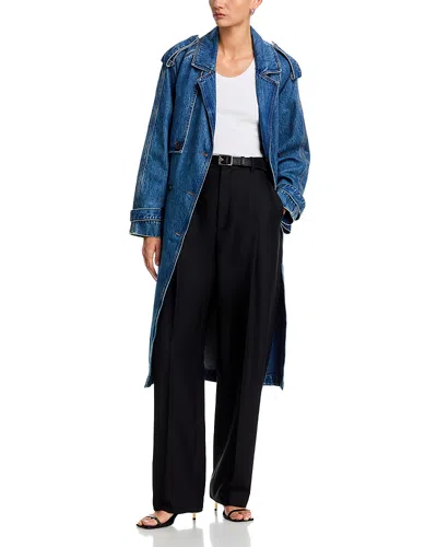 Anine Bing Rickie Maxi Trench Coat In Blue