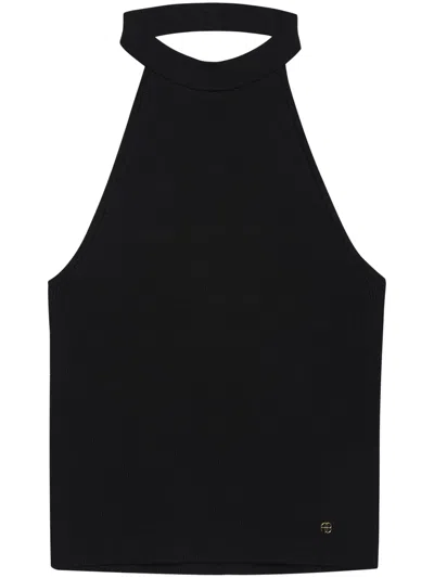 Anine Bing Riley Halterneck Sleeveless Top In Schwarz