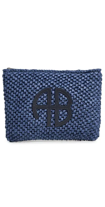Anine Bing Rio Woven Pouch In Blue
