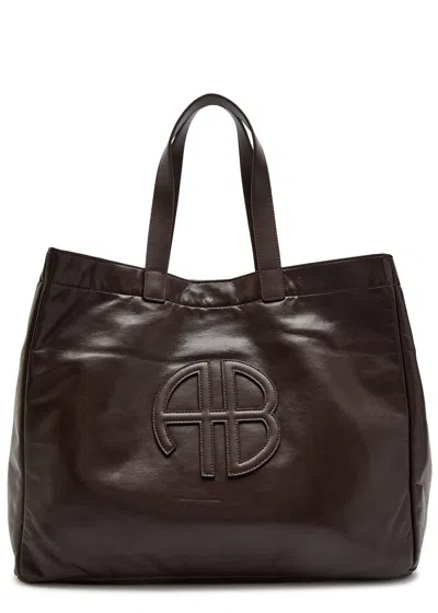 Anine Bing Rio Logo-appliquéd Leather Tote Bag In Brown