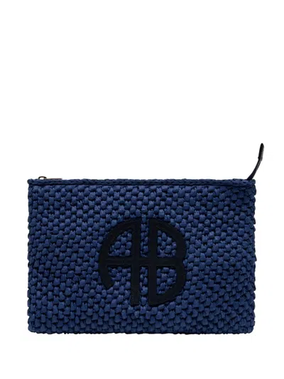 Anine Bing Rio Logo-patch Clutch Bag In Blue