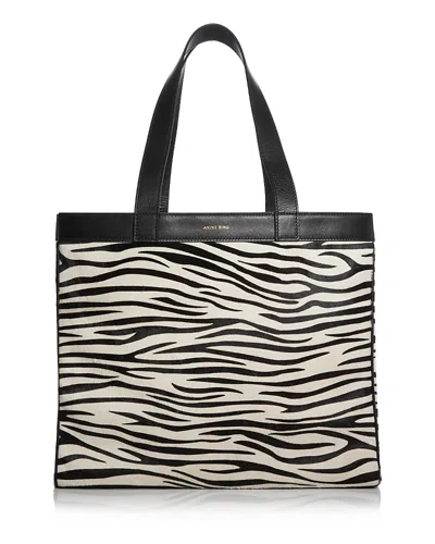 Anine Bing Rio Medium Zebra Print Leather Tote Bag In Animal Print