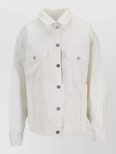 Anine Bing Rory Collared Jacket Long Sleeves Buttons In White