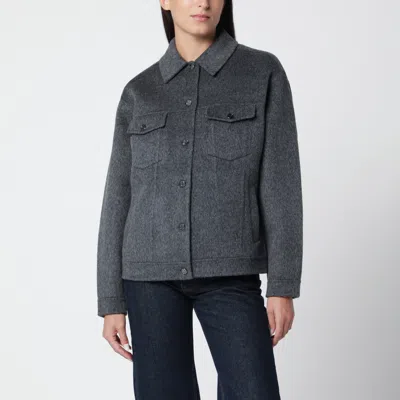 Anine Bing Rory Dark Grey Wool Jacket In Gray