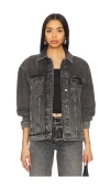 Anine Bing Rory Denim Jackets In Grey Cotton In Steel Grey