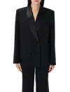 Anine Bing Ross Double-breasted Tuxedo Blazer In Black