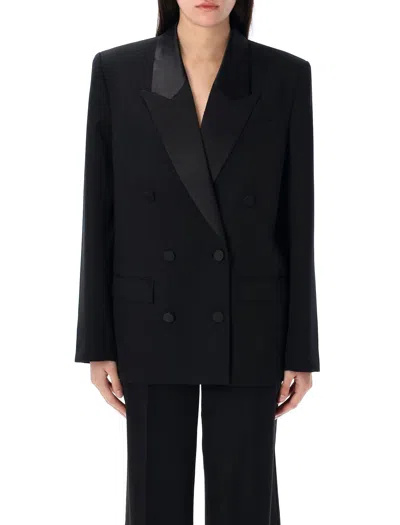 Anine Bing Ross Double-breasted Tuxedo Blazer In Black