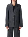 Anine Bing Oversized Dark Grey Wool Blazer In Gray
